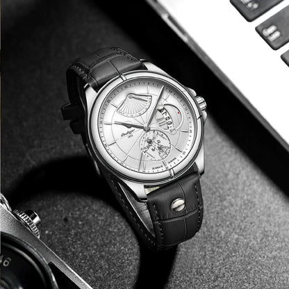 POEDAGAR quartz-polshorloge voor heren – Zakelijke, luxe stijl, waterdicht, verlicht, met datumweergave en leren band – Elegant herenhorloge