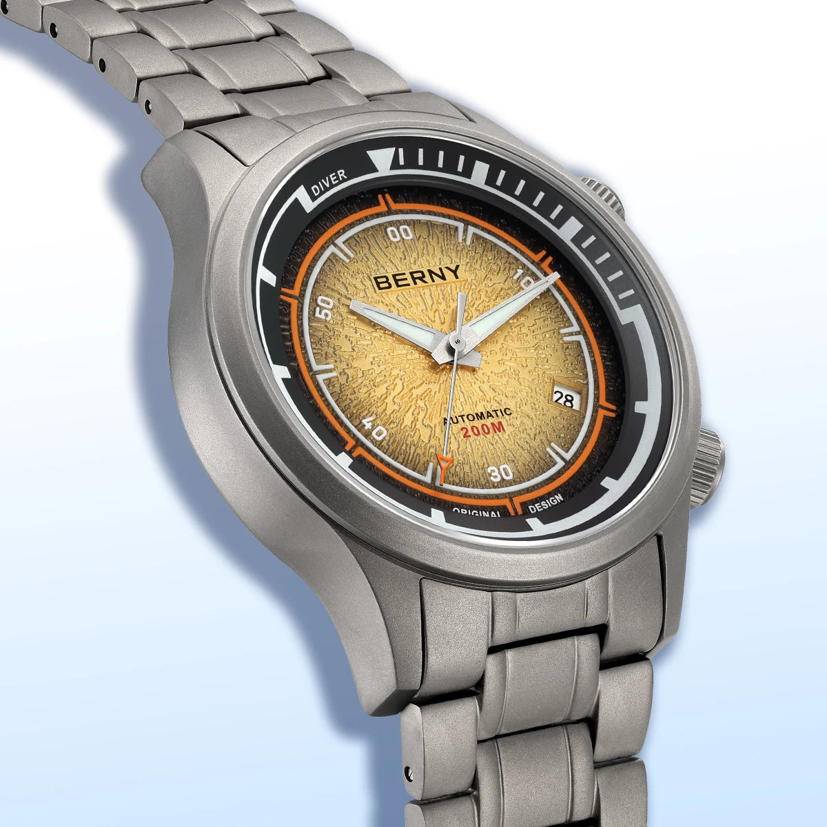 BERNY Titanium Diver Watches for Men 20ATM Super Luminous Automatic Mechanical Men's Dive Watch Sapphire Swim Diving Wristwatch