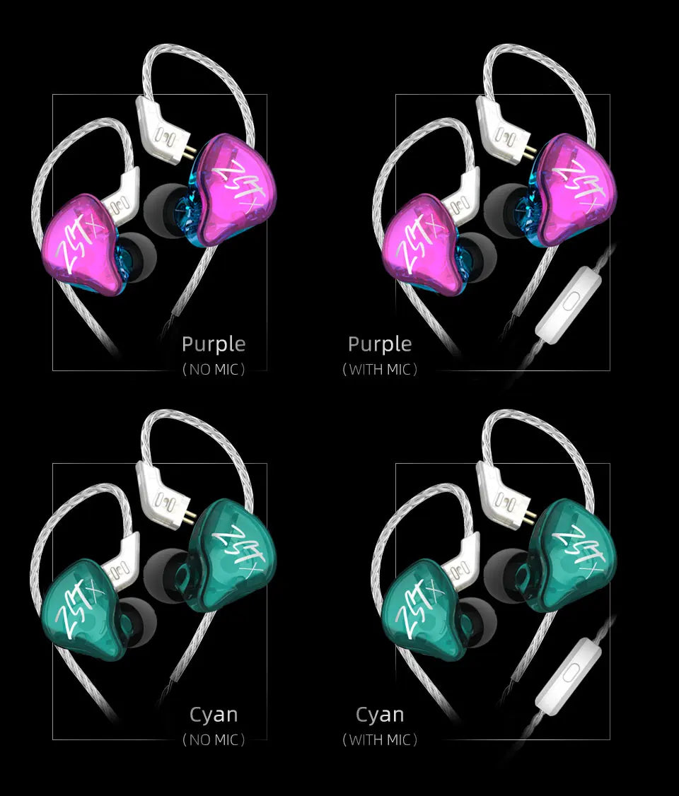 Écouteurs intra-auriculaires KZ ZSTX 1BA 1DD hybrides, câble détachable plaqué argent, écouteurs filaires HiFi pour la musique et les jeux