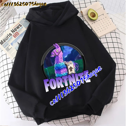 FORTNITED Felpa con cappuccio a maniche lunghe per bambini, bambine e ragazzi, streetwear, pullover, stile anime, top moda per bambini, idea regalo