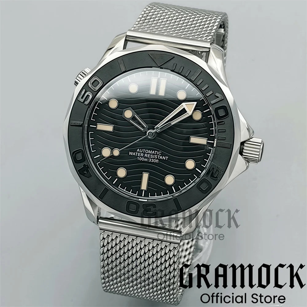 Gramock New 007 NTTD Wristwatch 41mm Men Mechanical Watch Automatic Watch Domed Sapphire Glass Luminous Diving Steel NH35/PT5000