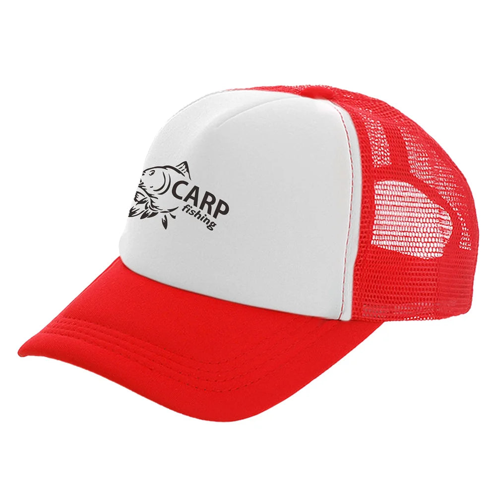 Pánske trucker čiapky s potlačou „Carp Fish“ – vtipné rybárske čiapky, baseballové čiapky, štýlové letné unisex čiapky zo sieťoviny MZ-169