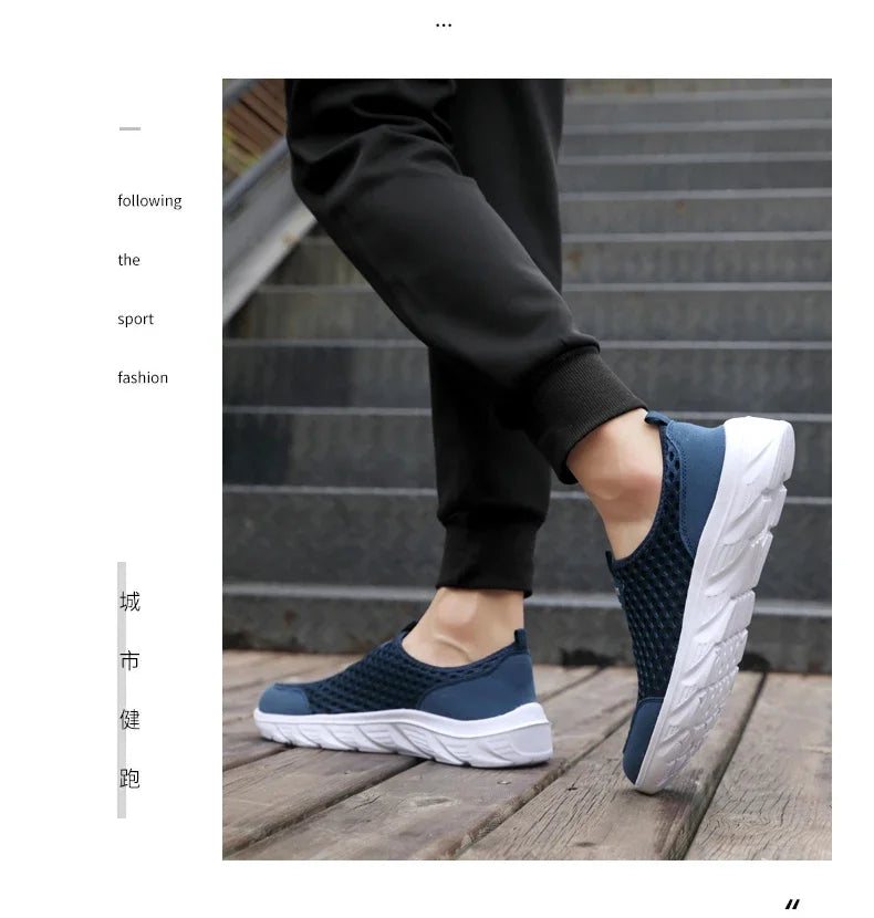 YRZL Lightweight Men's Casual Shoes, Breathable Slip-On Male Casual Sneakers, Anti-Slip Men's Flats, Outdoor Walking Shoes Size 39-46
