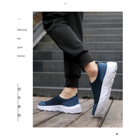YRZL Lightweight Men's Casual Shoes, Breathable Slip-On Male Casual Sneakers, Anti-Slip Men's Flats, Outdoor Walking Shoes Size 39-46