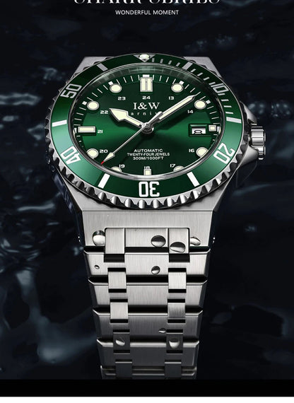 IW Luxury Brand Automatic Mechanical Sports Diving Watch Red Blue Bezel Steel Sapphire Luxury Men's Watches 300M Waterproof