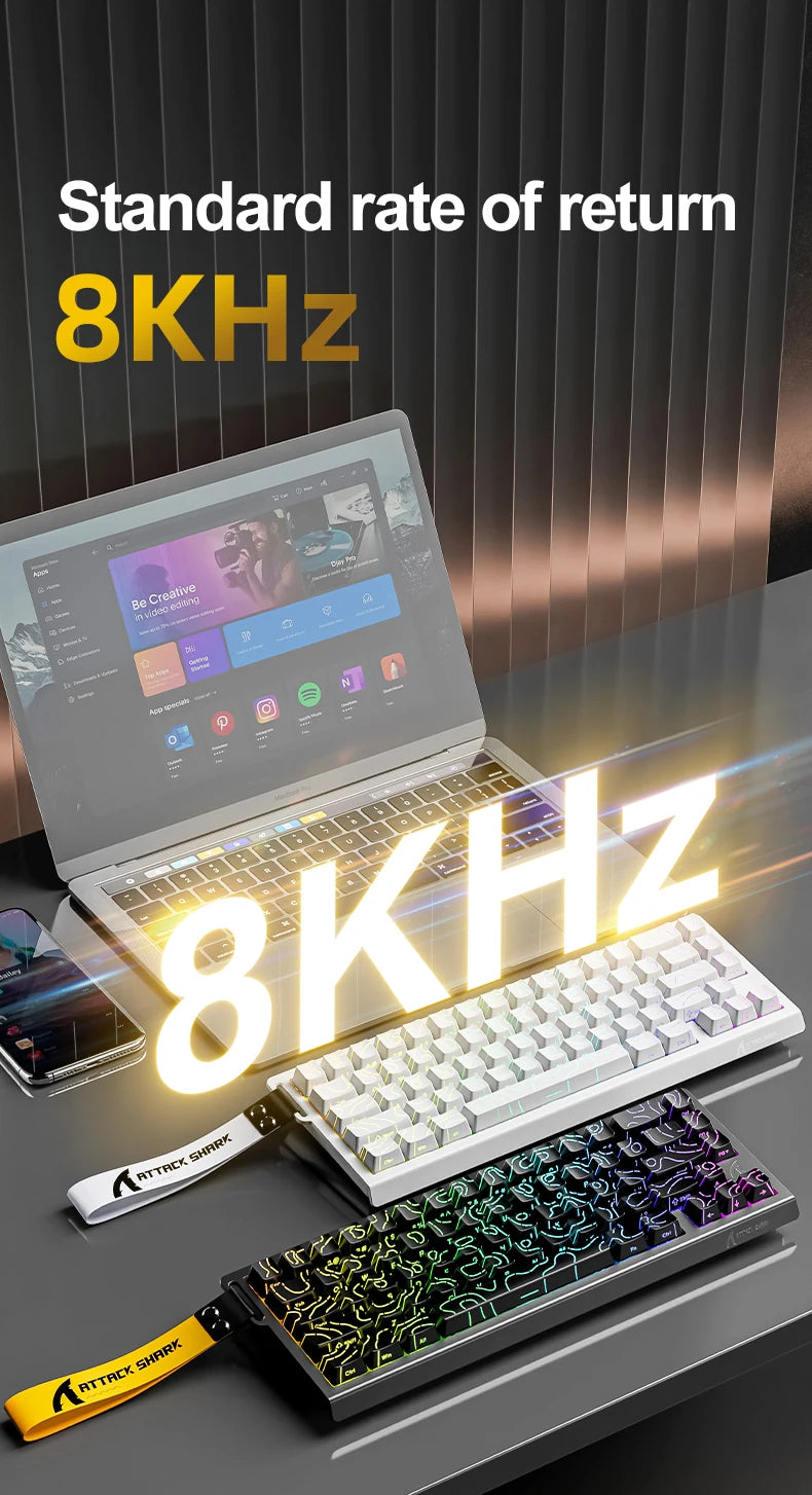 Tastiera da gaming magnetica ATTACK SHARK X68HE X68PRO HE e FREEWOLF F68 cablata F68Pro wireless per pro gaming 0.01mm Rapid Trigg