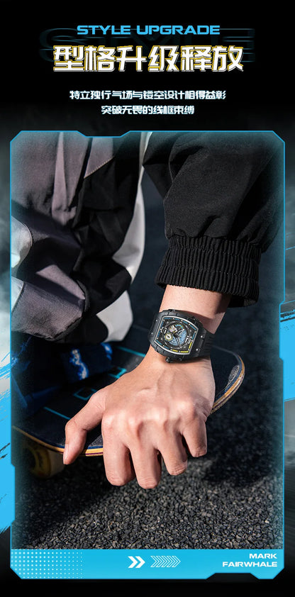 Mark Fairwhale 6002 Automatic Movement Tonneau Dial Luminous Waterproof Fashion Mechanical Watches for Men Relogios Masculino