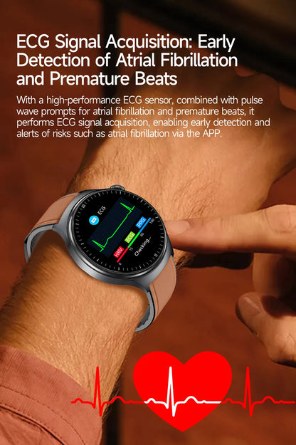 2026New AI-Diagnosis Care Smartwatch ECG+PPG Accurate Uric Acid Blood Pressure Body Fat Five organ Fitness Waterproof Smartwatch