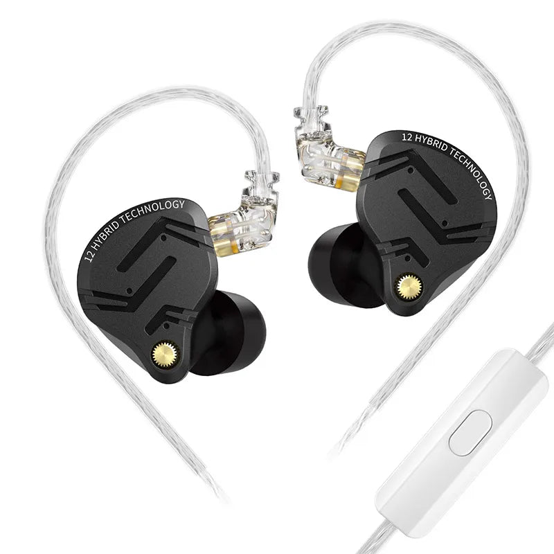 KZ ZS12 PRO X hybrid dynamisk og balanced armature-teknologi IEM-øretelefon, opgraderet HiFi-bas in-ear-hovedtelefon med tuningkabel-headset