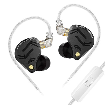 KZ ZS12 PRO X hybrid dynamisk og balanced armature-teknologi IEM-øretelefon, opgraderet HiFi-bas in-ear-hovedtelefon med tuningkabel-headset