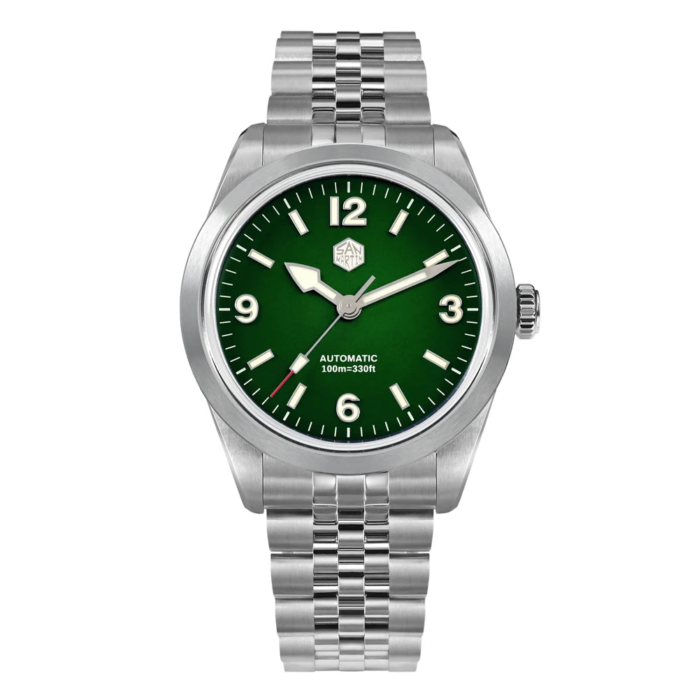 San Martin 38mm Men's Sport Watch Fashion Luxury Explore Climbing Automatic Mechanical Sapphire Waterproof 5 Links Bracelet BGW-9