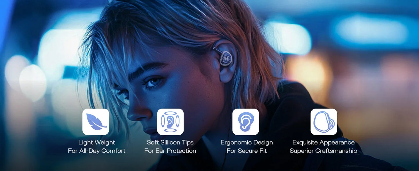 Kiwi Ears Aether 15.3mm Large Planar Driver IEM Hifi Earphones with Detachable Cable System for Gaming and Music Enthusiasts