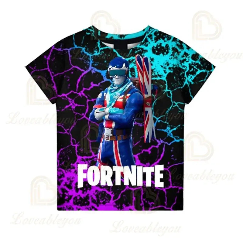 Fortnite Boys T-shirt Kids Tops Summer Children Clothes 3D Funny Battle Royale Game Graphics T Shirt Toddler Girls Top Tee