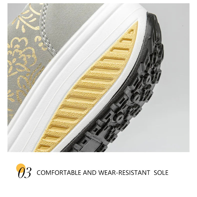 Damen-Leder-Sneaker, lässig, modisch und bequem – Plateau-Walking-Schuhe, Keilabsatz-Mokassins, atmungsaktive Loafer, Damenschuhe