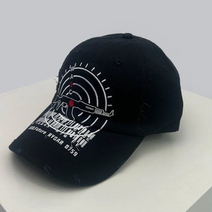 Unisex Broken Style Bull's-eye Cross Embroidery Baseball Hats Sunshade Personal Versatile Peaked Caps Street Fashion Hip Hop