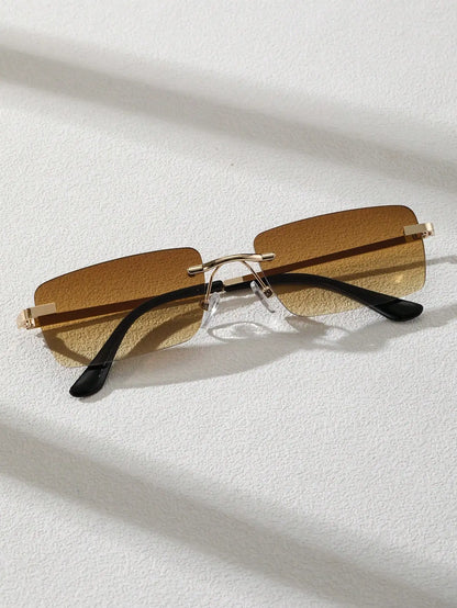 1/2PCS Unisex Metal Square Frame Fashio Rimless Sunglasses For Outdoor Beach Party