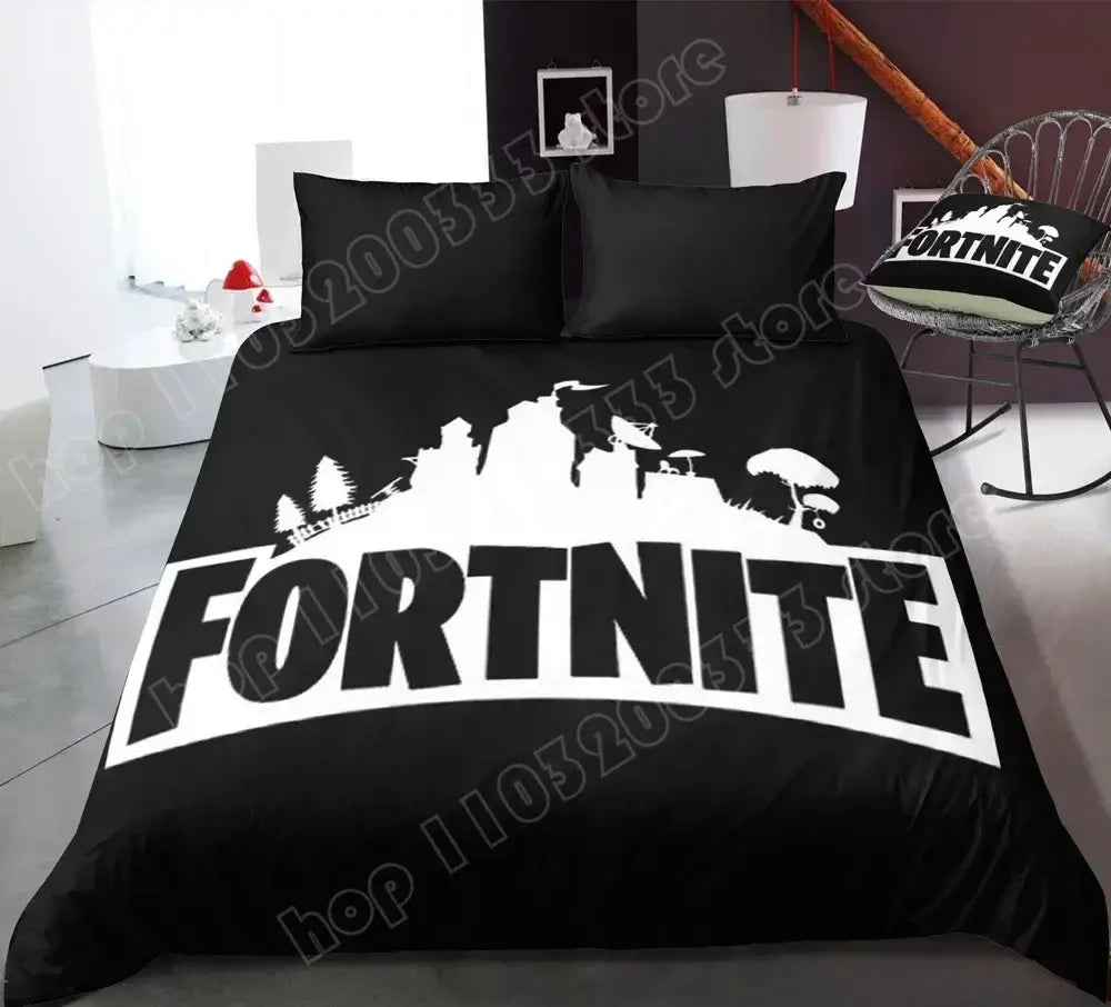 Fortnite Bedding Set Duvet Cover 3 Piece 3D Printed Bedroom Bedding Game Anime Cartoon Pillowcase Room Decoration Gifts