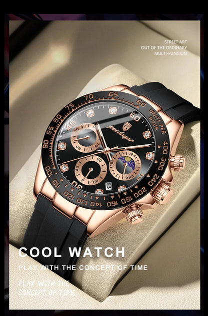 POEDAGAR Fashion High Quality Luxury Men Wristwatch Waterproof Luminous Chronograph Date Quartz Men's Watch Outdoor Man Watches