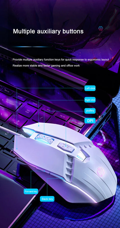 HP M1 kabelgebundene Gaming-Maus, weiß beleuchtet, E-Sports-Maus, USB, für Gaming, Büro, Desktop und Laptop