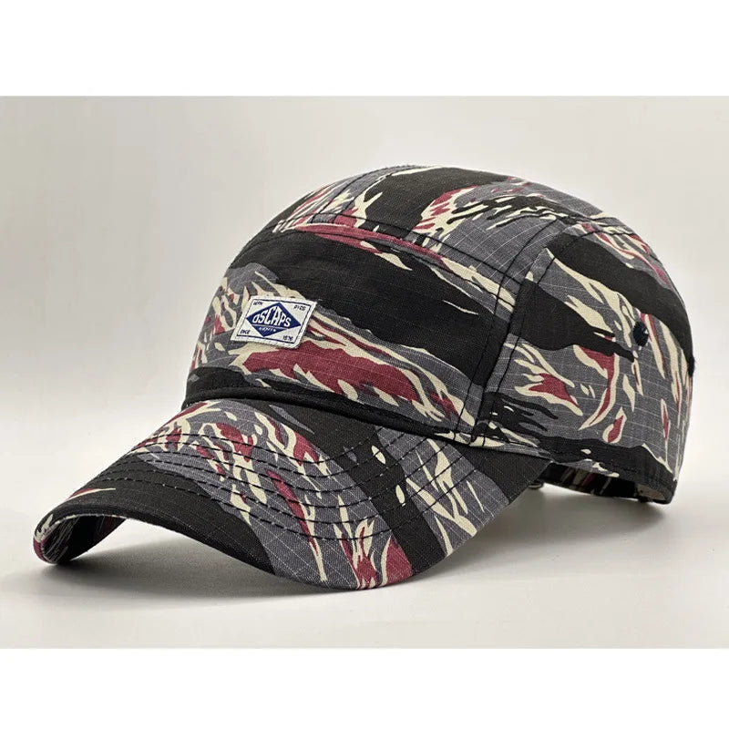 Baseballkappe im Workwear-Stil mit Camouflage-Muster und kurzer Krempe für Damen und Herren, trendige Unisex-Outdoor-Sonnenkappe