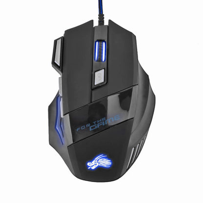 Kabelgebundene Gaming-Maus mit 7-Farben-Hintergrundbeleuchtung, 5500 DPI einstellbar, schwarz, optische kabelgebundene Computer-Gaming-Maus für PC-Gamer und Desktop-Computer