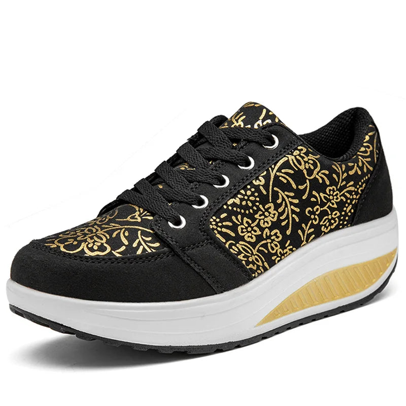 Damen-Leder-Sneaker, lässig, modisch und bequem – Plateau-Walking-Schuhe, Keilabsatz-Mokassins, atmungsaktive Loafer, Damenschuhe