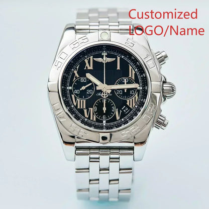 A989 Store Customized Watch Fashion Sport Quartz Watch for Men Chronograph Sapphire Glass Silver Rose Rotating Bezel