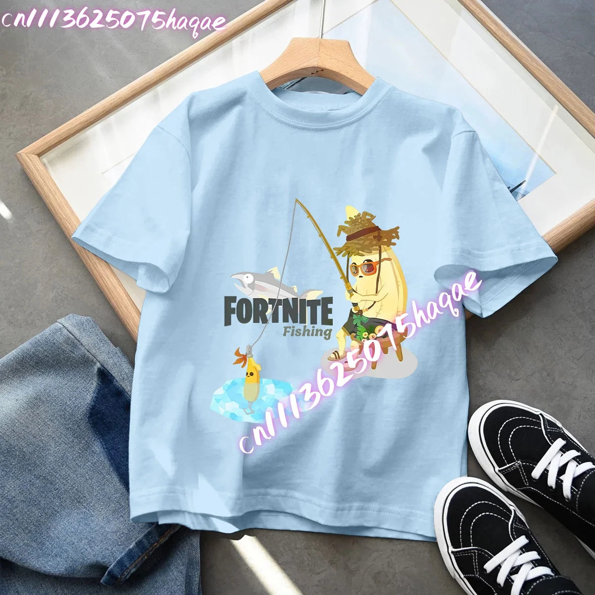 Fortnites Kids Blue Cotton T Shirt Fortress Night Baby Short Sleeve Tees Shirt Cartoon Boy Girl Summer Clothes Kawaii Tops Gift