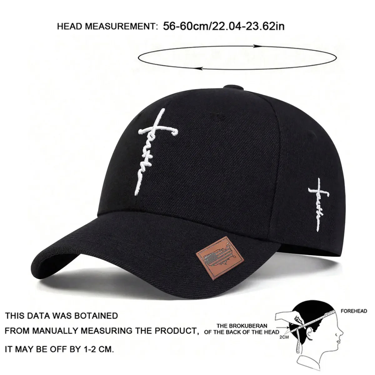 Șepci de baseball unisex cu broderie în formă de cruce, reglabile, pentru activități în aer liber, de primăvară și toamnă, casual, cu protecție solară