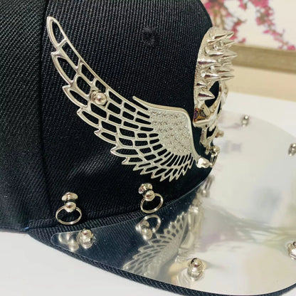 "New Punk Hip-Hop Rivet Cap, Street Style Baseball Cap with Studs for Men & Women, Stage Performance Hat"