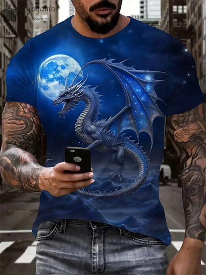 Animal Dragon 3D Print Sport Quick-dry Breathable Men TShirt Outdoor Street Harajuku Run Fitness Short Sleeve Clothes Top Summer