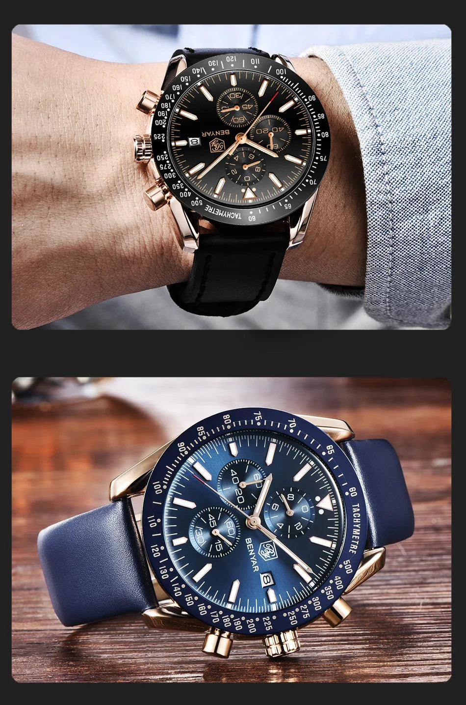 Ceas pentru bărbați BENYAR 5140, ceas sport casual, ceas de lux cu cuarț rezistent la apă, cronograf militar de marcă de lux.