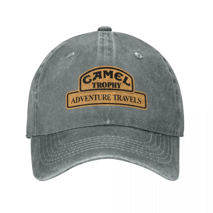 Retro bejzbalová čiapka Camel Trophy Racing pre mužov a ženy, v štýle „distressed“ z džínsoviny, s patentným zapínaním, outdoorová letná čiapka bez pevnej konštrukcie, mäkká čiapka