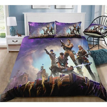 Fortnite Bedding Set Duvet Cover 3 Piece 3D Printed Bedroom Bedding Game Anime Cartoon Pillowcase Room Decoration Gifts