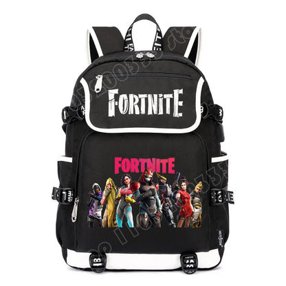 Zaino Fortnites di grande capacità, borsa casual a tracolla con porta USB, unisex, stile anime, cartella per studenti, nuovo regalo di cancelleria elegante