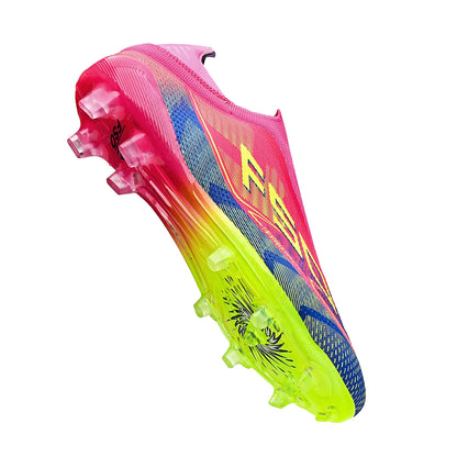 Chaussures de football classiques AG/FG, crampons longs résistants à l'usure en TPU, tige en tissu mélangé PU, antidérapantes et confortables pour le football en plein air pour enfants
