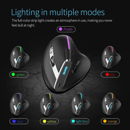 F-36 ergonomikus vertikális egér 2.4G+BT1+BT2 vezeték nélküli, jobb- és balkezes számítógépes gaming egér, optikai USB egér számítógéphez és laptophoz