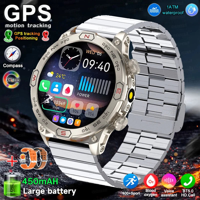 Men Fashion Outdoor Sport GPS Smart Watch Men AMOLED HD Screen Heart rate Waterproof Sport Smartwatch Man Smart Bracelet clock