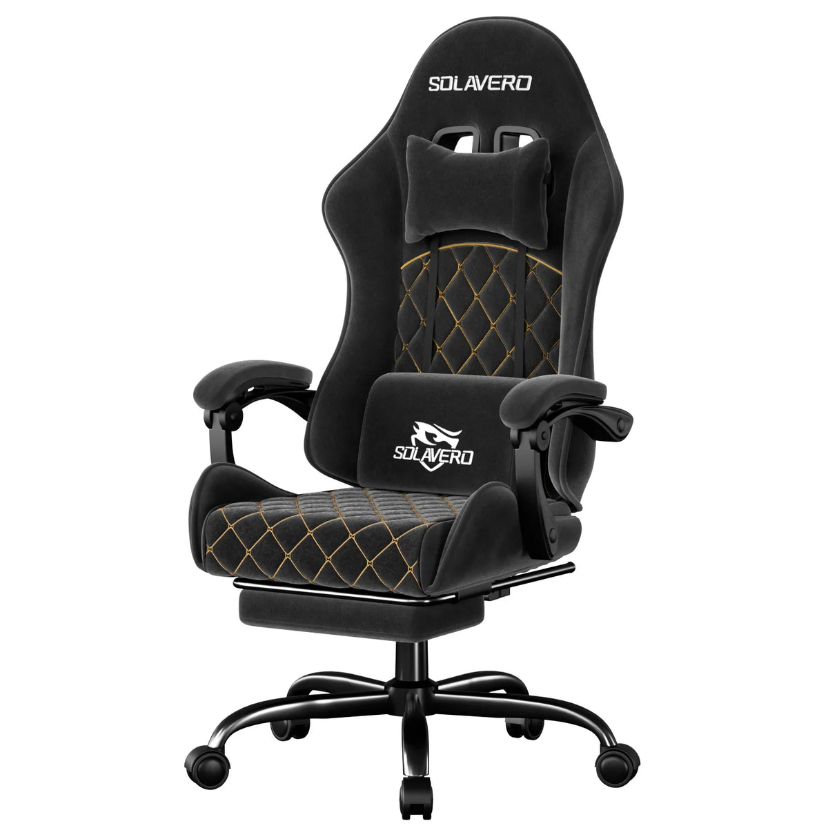 Ergonomic Massage Gaming Chair with Fabric Comfort, Adjustable Computer Office Chair, 360° Swivel Reclining Game Chair with Headrest & Lumbar Support