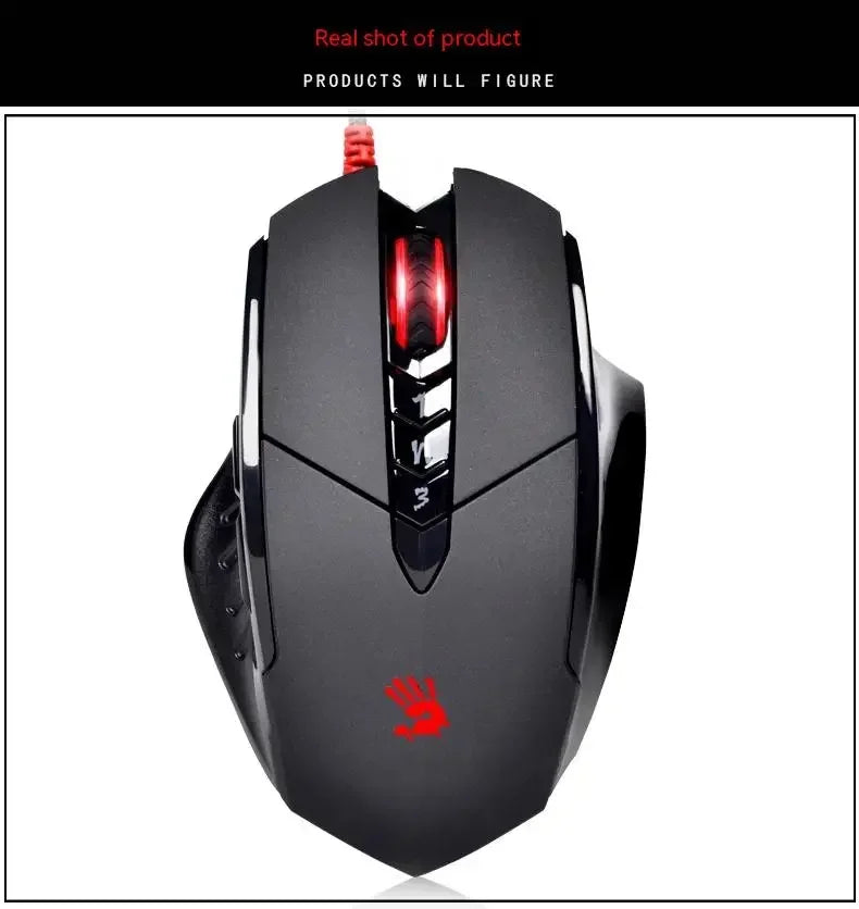 Káblová myš Bloody V7M RGB, ľahká ergonomická konštrukcia, 4000dpi, pre PC, kanceláriu, e-športy a gaming, s programovaním makier pre CF LOL CS