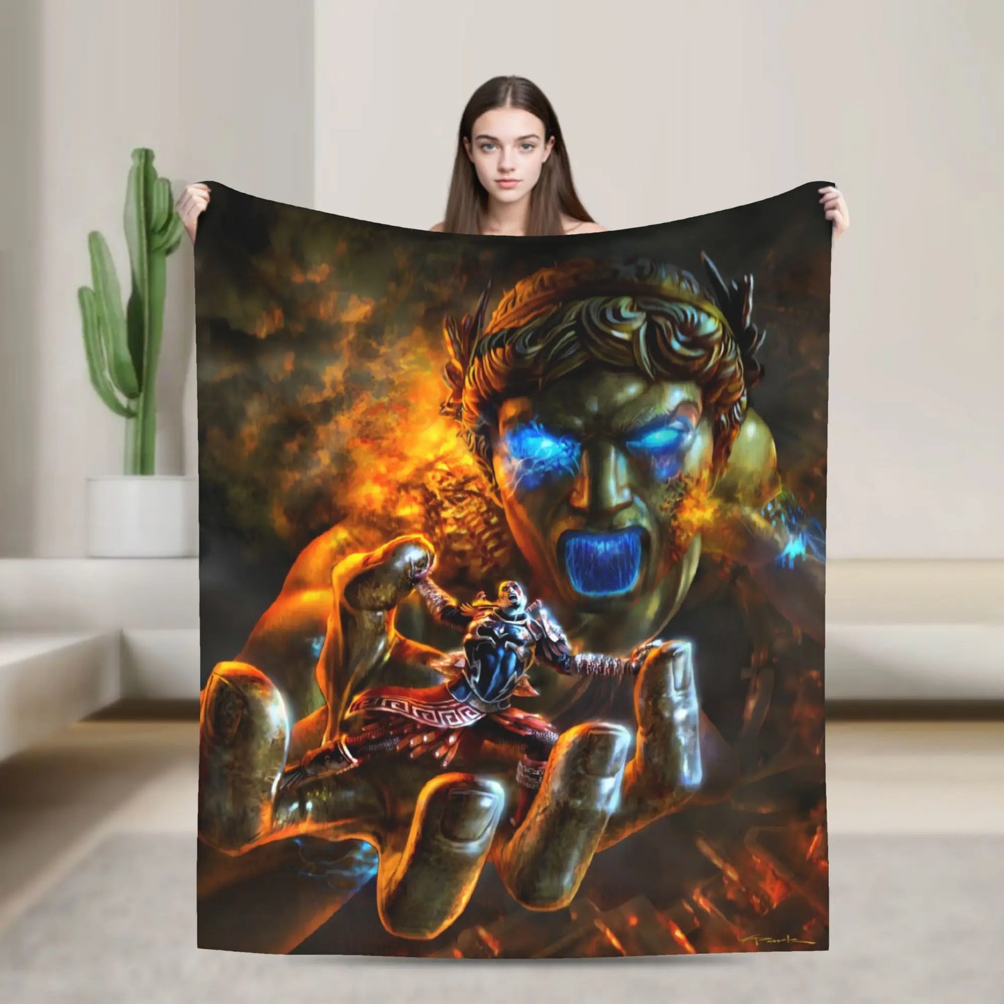 God of War Game Gamers Kratos Warm Blanket  Decorative Plush Throw Blanket Funny Couch Bed Flannel Bedspread Sofa Bed Cover
