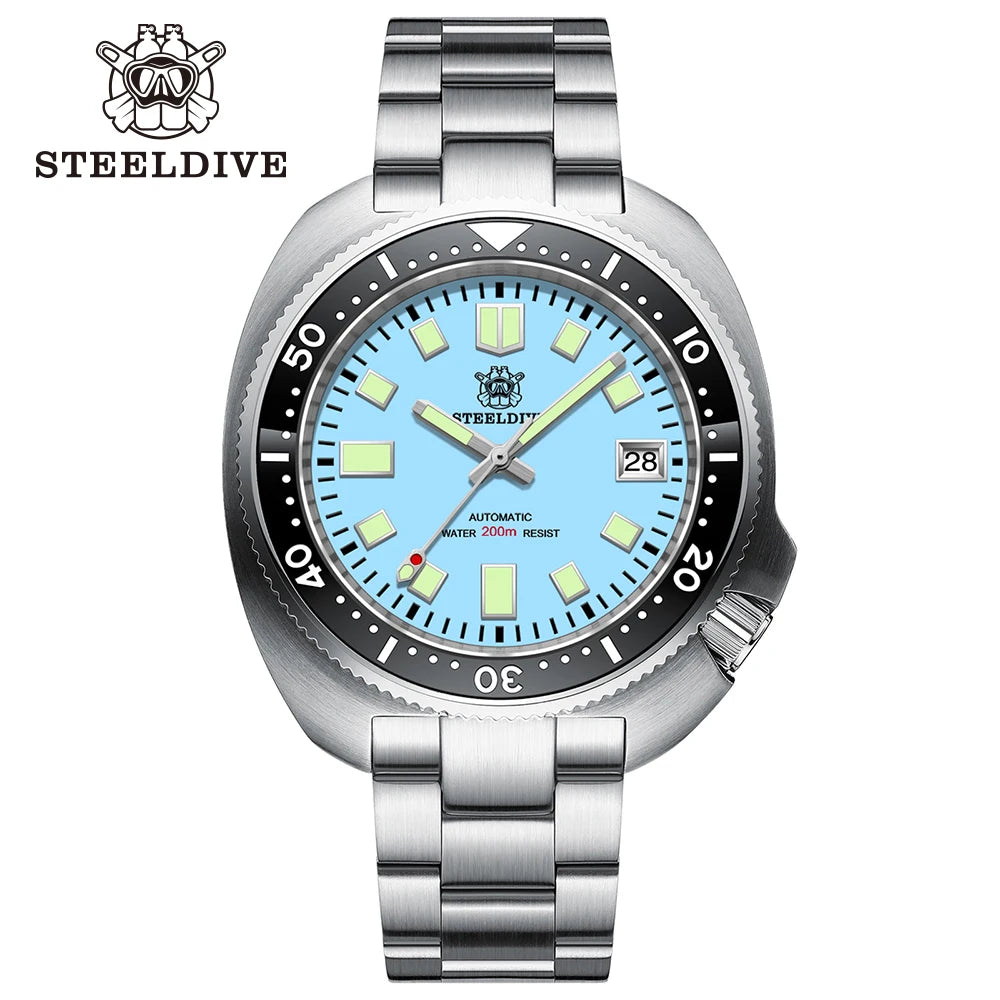 STEELDIVE New Arrival 44mm SD1974 Orange Dial Ceramic Bezel Super Luminous 200m NH35 Automatic Dive Watch with Milled Clasp