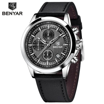 BENYAR 2024 New 40MM Men's Quartz Watch 50M Waterproof Automatic Diving Watch Luxury Fashion Men's Stainless Steel Watch