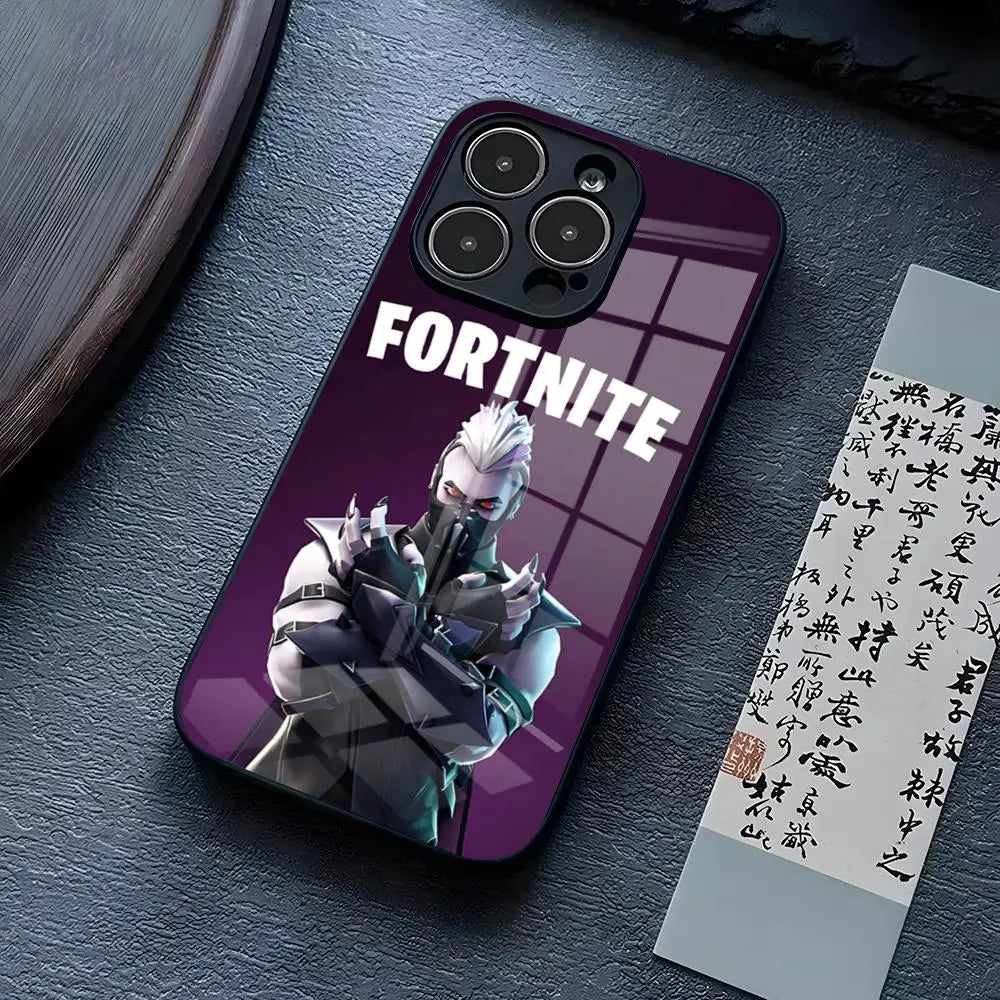 B-Battle-R-Royales-F-FortniteS Handyhülle für iPhone 17 Pro Max 15 Pro 14 12 11 13 Mini X XR XS 16 Plus SE Glas-Cover
