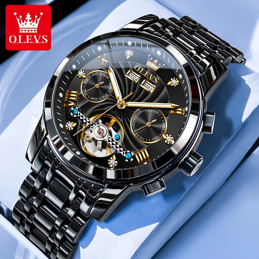 OLEVS 7088 Men Watch Luxury Brand Waterproof Skeleton Automatic Watch HD Fashion Business Men Mechanical Watch Reloj Hombre