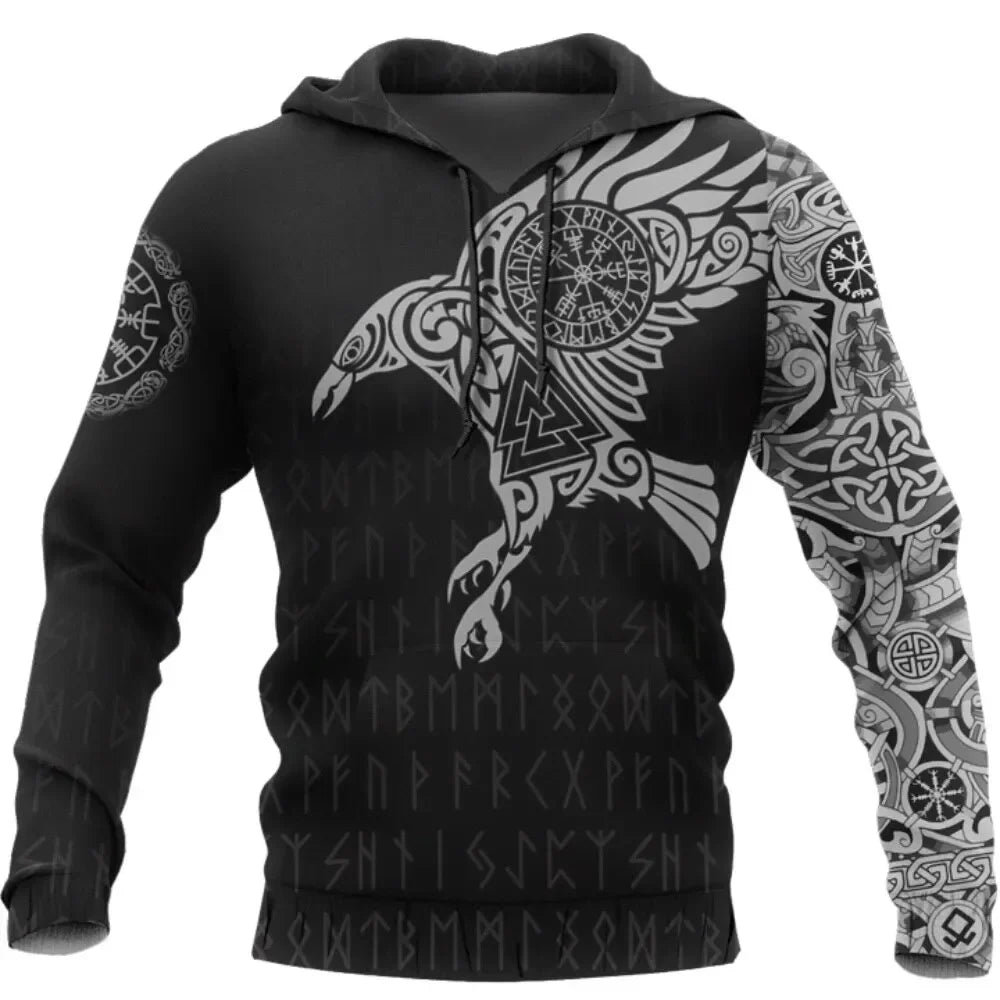 2023 New Autumn Men's Hoodie Wolf Print 3D Sweatshirts Urban Trendy All-Match Oversized Tops Poleron Hooded Clothes Men Clothing
