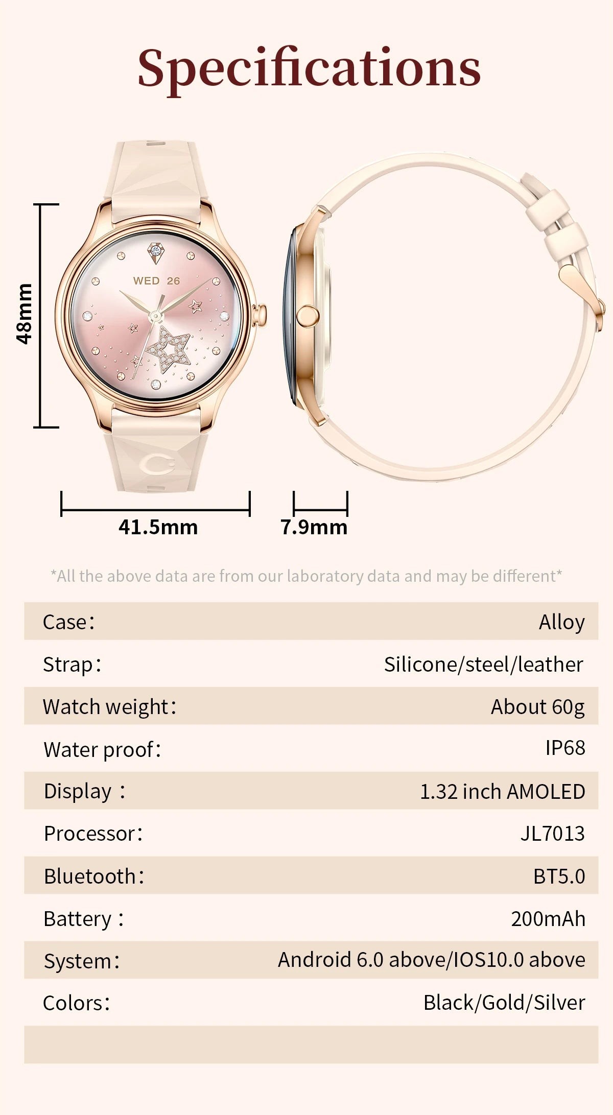 New COLMI L28 Air Ultra-thin Smartwatch 1.32 inch AMOLED Display, Women's Health Management, Exquisite Smart Watch For iOS Phone