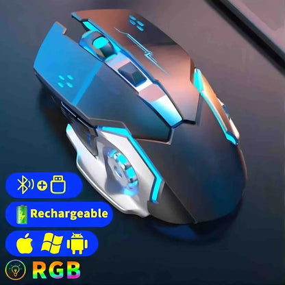 Bluetooth herní myš k počítači, dobíjecí bezdrátová myš USB, mechanická e-sportovní podsvícená myš PC Gamer pro počítač
