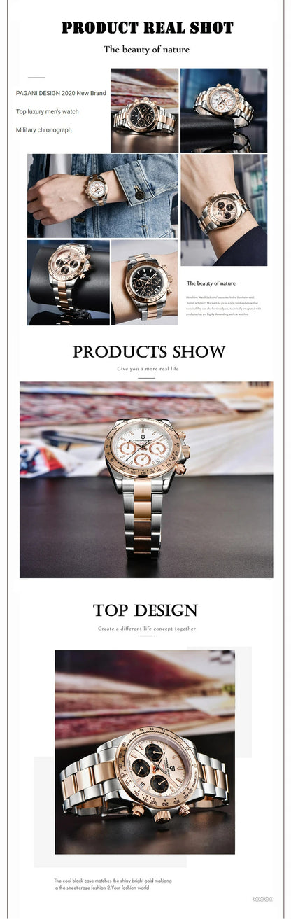 Gold 1644 PAGANI DESIGN 2026 New Men's Watches Top Brand Luxury Mens Quartz Wrist Watch Men Watch Men Chronograph Waterproof