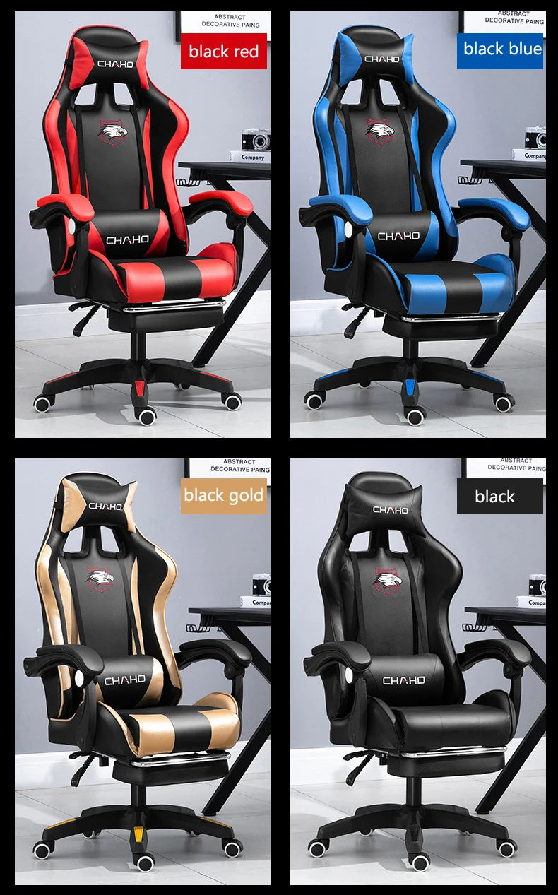 2025 New Computer Chair Green Gaming Chair PU Leather Office Swivel Chair Lift Bedroom Furniture Fashion Sillas Gamer Chair